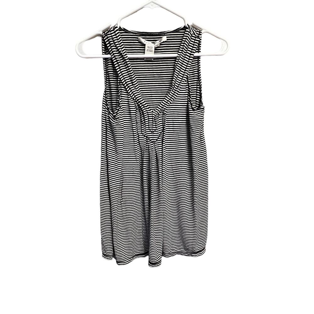 Max Studio Black White Stripe Sleeveless Top Blouse Size Small Womens Casual